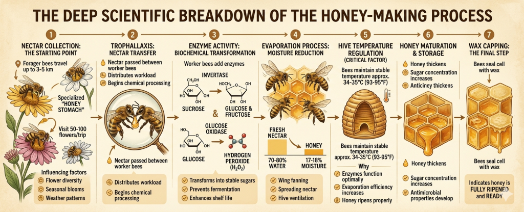The Full Honey-Making Process (Deep Scientific Breakdown)