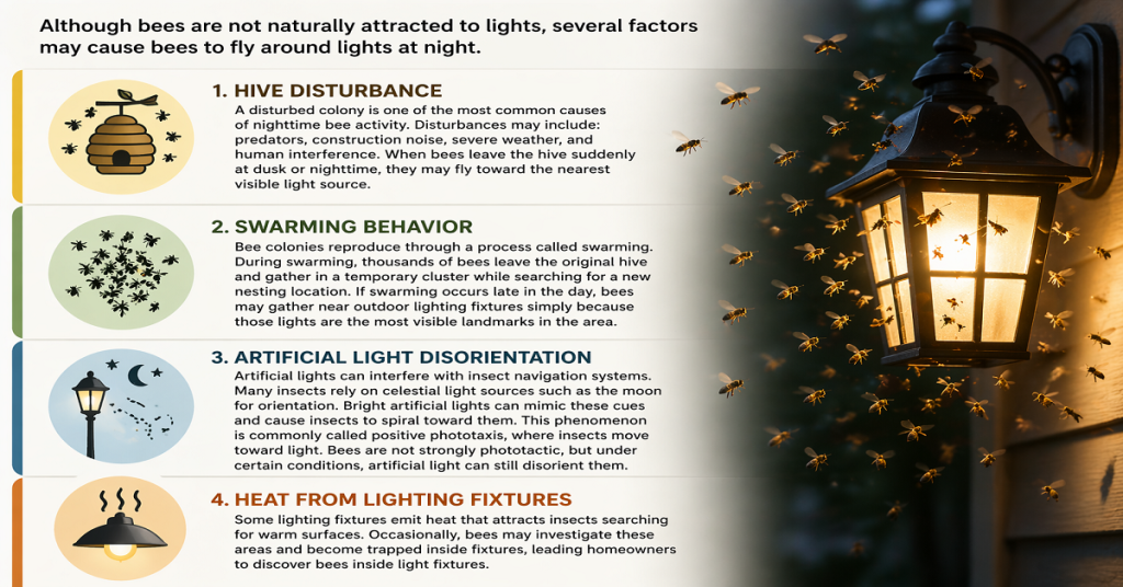 Why Bees Sometimes Appear Around Lights at Night